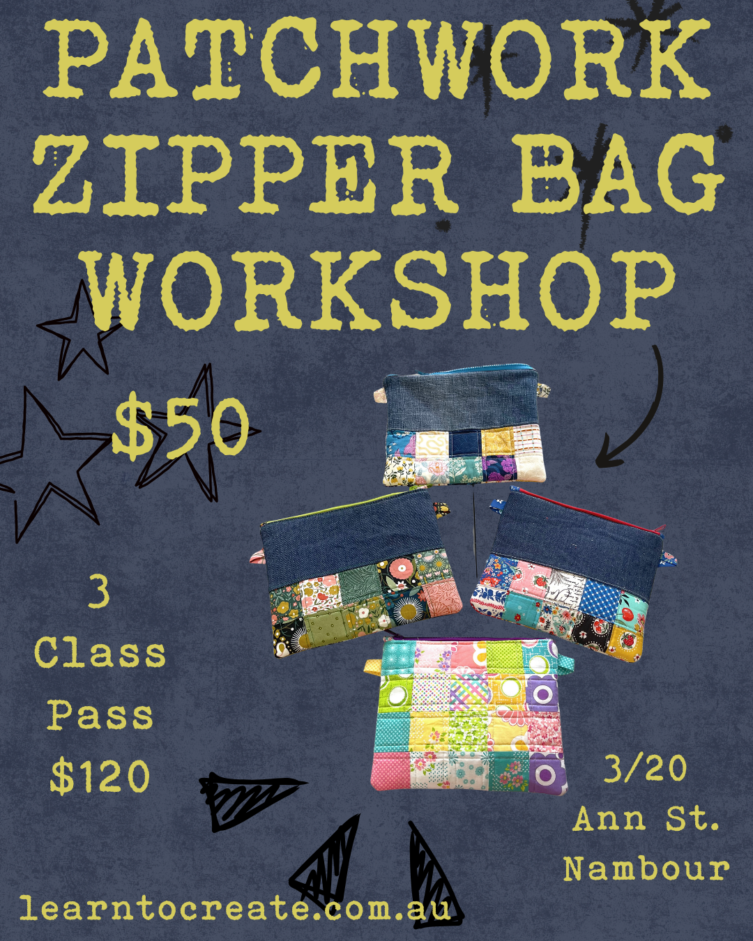 Patchwork Zipper Bag Workshop