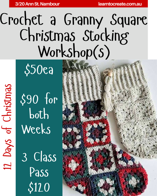 Crochet a Granny Square Christmas Stocking Workshop