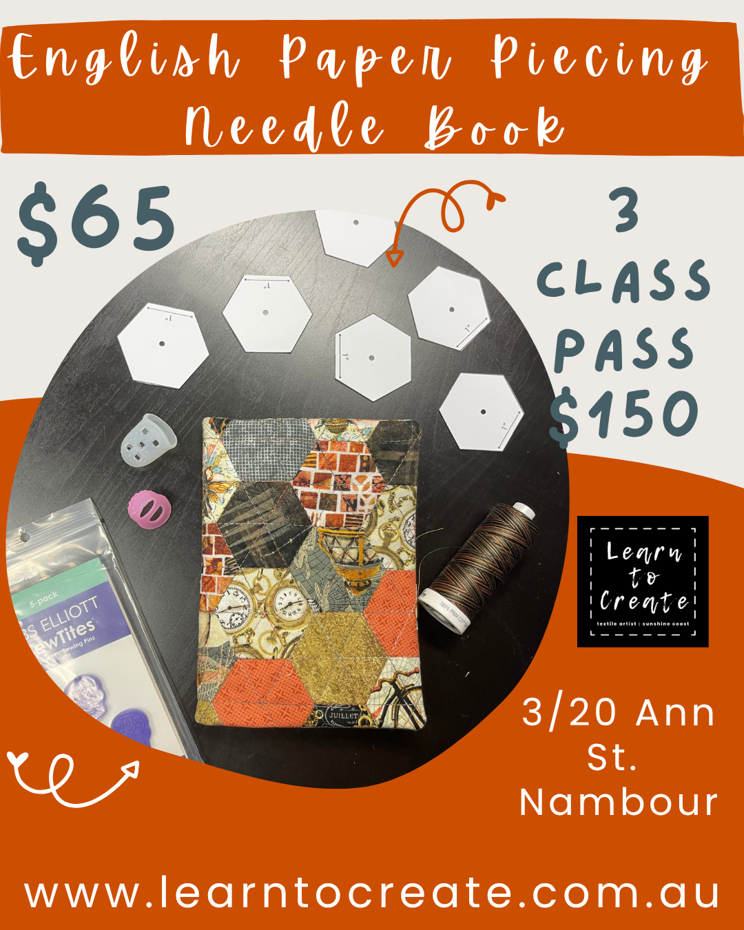 English Paper Piecing Needle Book Workshop